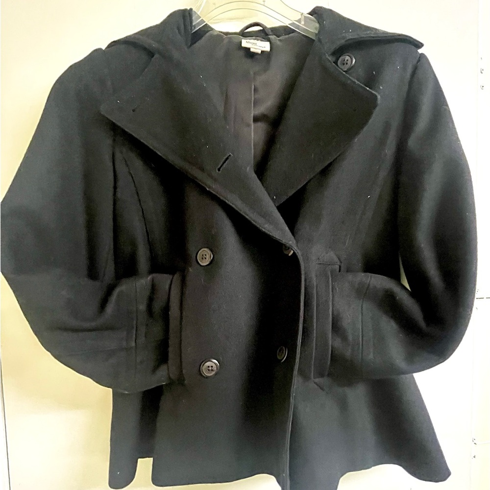 Mimi Maternity Black Double-Breasted Coat Sz M